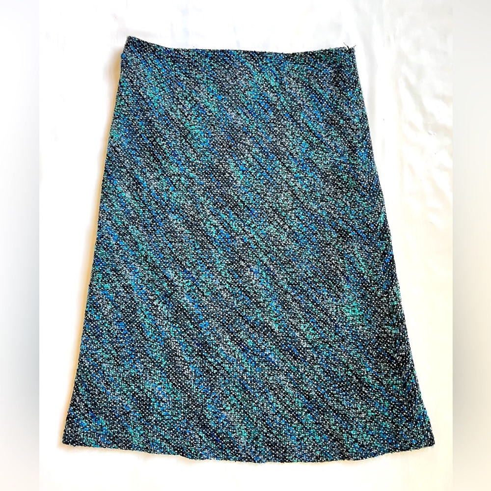 Ports wool blend tweed Skirt blue teal Lined W28"